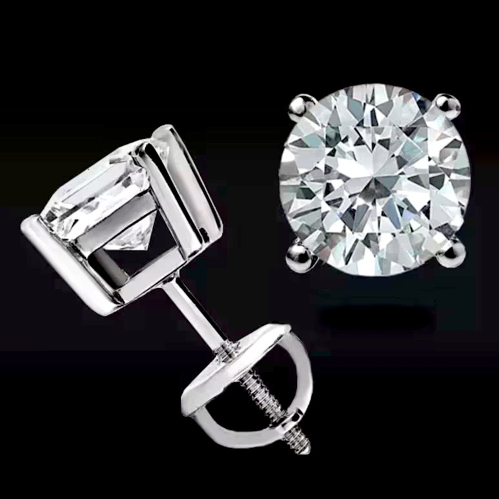 0.5ct Certified Moissanite 4 Prong Stud Earring Screw Back 925 Silver NEW …